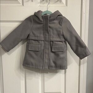 Gray Girls Hooded Pea Coat Jacket